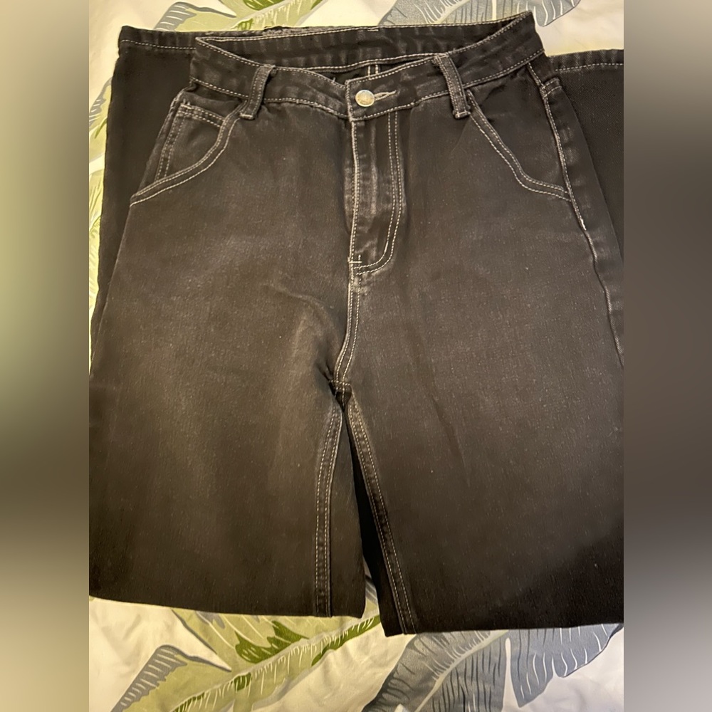 Shein baggy cargo jeans black womens XS hi rise